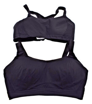Lot of 2 SYROKAN Black Sports Bras -- 36DD -- Back Closure, Adjustable Straps